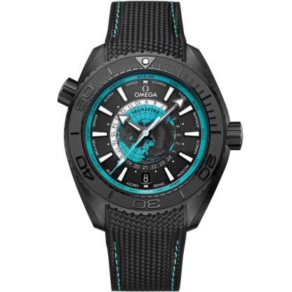 Omega Novidade Seamaster PLANET OCEAN 600M 45,5 mm, cerâmica preta em bracelete de borracha 215.92.46.22.01.006