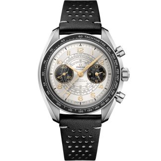 Omega Paris 2024 Speedmaster Chronoscope 43 mm, aço em bracelete de pele 522.32.43.51.02.001