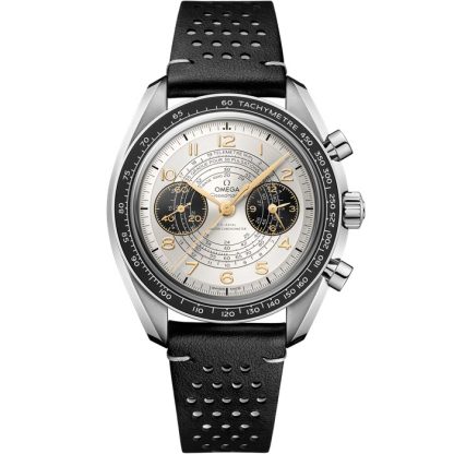 Omega Paris 2024 Speedmaster Chronoscope 43 mm, aço em bracelete de pele 522.32.43.51.02.001