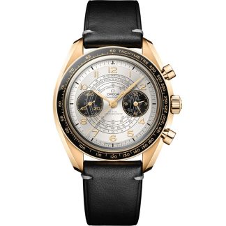 Omega Paris 2024 Speedmaster Chronoscope 43 mm, ouro Moonshine™ em bracelete de pele 522.62.43.51.02.001