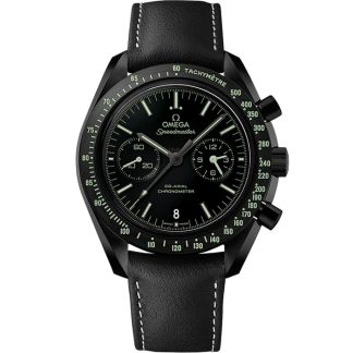 Omega Pitch Black Speedmaster Dark Side of the Moon 44,25 mm, cerâmica preta em bracelete de pele 311.92.44.51.01.004