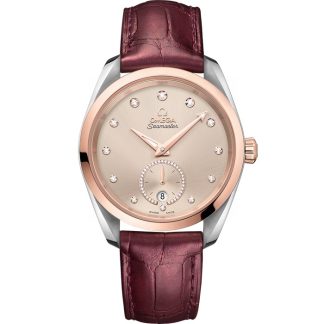 Omega Seamaster Aqua Terra 150M 38 mm, aço - ouro Sedna™ em bracelete de pele 220.23.38.20.59.001