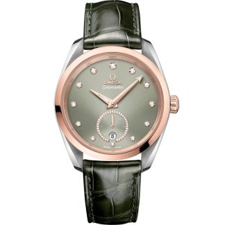 Omega Seamaster Aqua Terra 150M 38 mm, aço - ouro Sedna™ em bracelete de pele 220.23.38.20.60.001