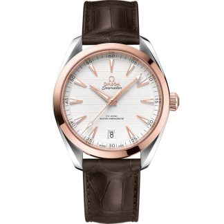 Omega Seamaster Aqua Terra 150M 41 mm, aço - ouro Sedna™ em bracelete de pele 220.23.41.21.02.001