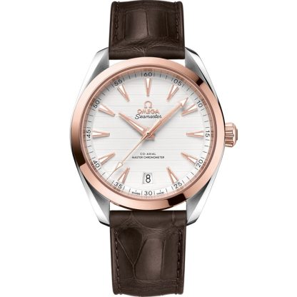 Omega Seamaster Aqua Terra 150M 41 mm, aço - ouro Sedna™ em bracelete de pele 220.23.41.21.02.001