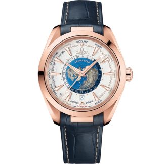 Omega Seamaster Aqua Terra 150M 43 mm, ouro Sedna™ em bracelete de pele 220.53.43.22.02.001