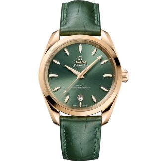 Omega Seamaster Aqua Terra Shades 38 mm, ouro Moonshine™ em pele 220.53.38.20.10.001