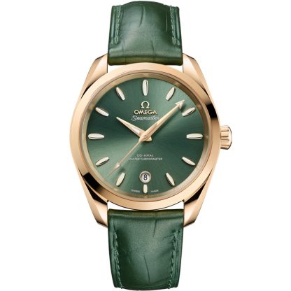 Omega Seamaster Aqua Terra Shades 38 mm, ouro Moonshine™ em pele 220.53.38.20.10.001