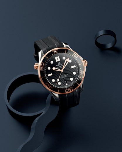 Omega Seamaster Diver 300M 42 mm, aço - ouro Sedna™ em bracelete de borracha 210.22.42.20.01.002 - Image 4