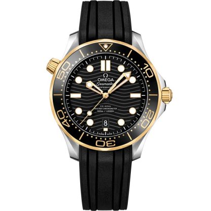 Omega Seamaster Diver 300M 42 mm, aço - ouro amarelo em bracelete de borracha 210.22.42.20.01.001