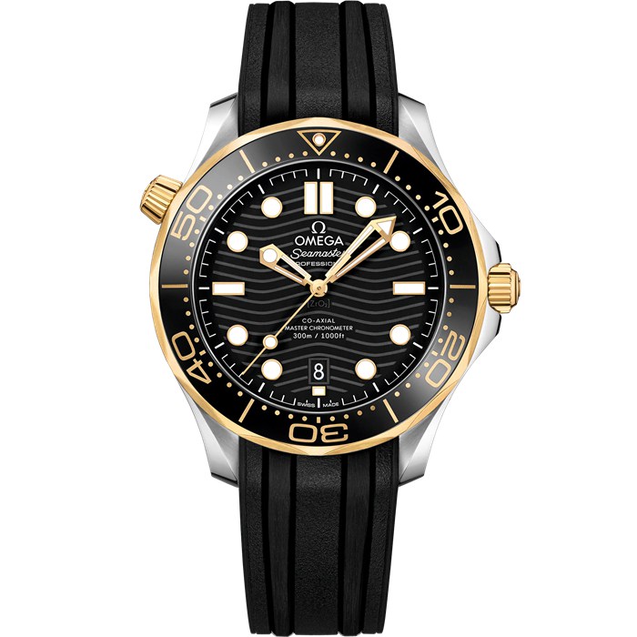 Omega Seamaster Diver 300M 42 mm, aço - ouro amarelo em bracelete de borracha 210.22.42.20.01.001