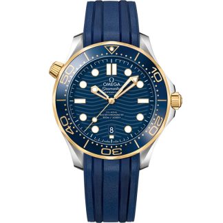 Omega Seamaster Diver 300M 42 mm, aço - ouro amarelo em bracelete de borracha 210.22.42.20.03.001
