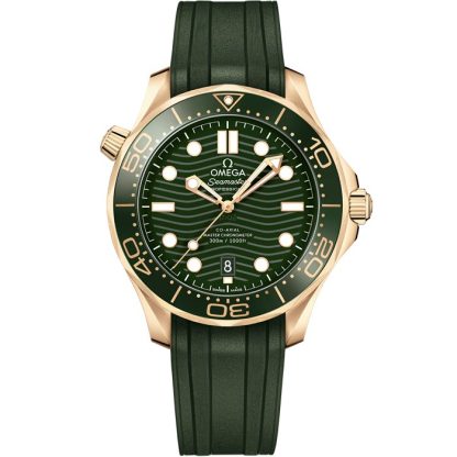 Omega Seamaster Diver 300M 42 mm, ouro Moonshine™ em bracelete de borracha 210.62.42.20.10.001