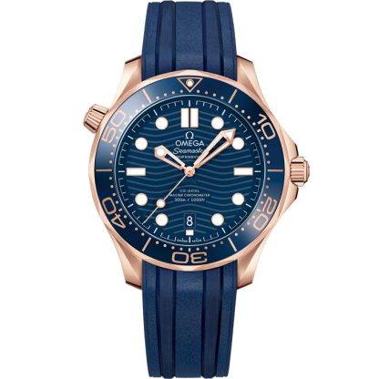 Omega Seamaster Diver 300M 42 mm, ouro Sedna™ em bracelete de borracha 210.62.42.20.03.001