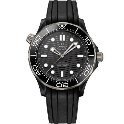 Omega Seamaster Diver 300M 43,5 mm, cerâmica preta em bracelete de borracha 210.92.44.20.01.001