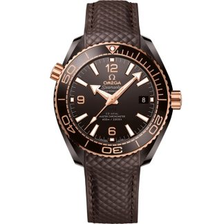 Omega Seamaster PLANET OCEAN 600M 39,5 mm, cerâmica castanha em bracelete de borracha 215.62.40.20.13.001