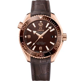 Omega Seamaster PLANET OCEAN 600M 39,5 mm, ouro Sedna™ em bracelete em pele com forro de borracha 215.63.40.20.13.001