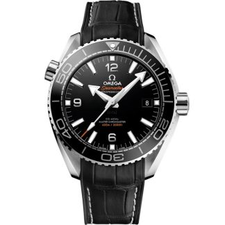 Omega Seamaster PLANET OCEAN 600M 43,5 mm, aço em bracelete em pele com forro de borracha 215.33.44.21.01.001
