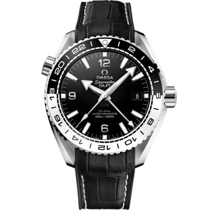 Omega Seamaster PLANET OCEAN 600M 43,5 mm, aço em bracelete em pele com forro de borracha 215.33.44.22.01.001