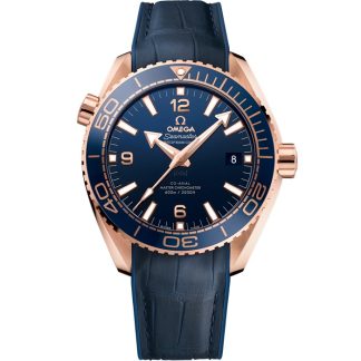 Omega Seamaster PLANET OCEAN 600M 43,5 mm, ouro Sedna™ em bracelete em pele com forro de borracha 215.63.44.21.03.001