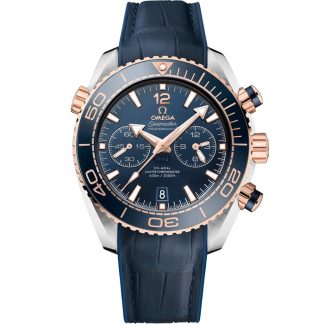 Omega Seamaster PLANET OCEAN 600M 45,5 mm, aço - ouro Sedna™ em bracelete em pele com forro de borracha 215.23.46.51.03.001