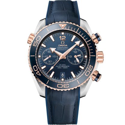 Omega Seamaster PLANET OCEAN 600M 45,5 mm, aço - ouro Sedna™ em bracelete em pele com forro de borracha 215.23.46.51.03.001