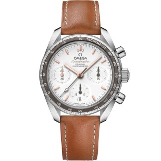 Omega Speedmaster 38 38 mm, aço em bracelete de pele 324.32.38.50.02.001