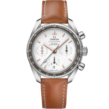 Omega Speedmaster 38 38 mm, aço em bracelete de pele 324.32.38.50.02.001