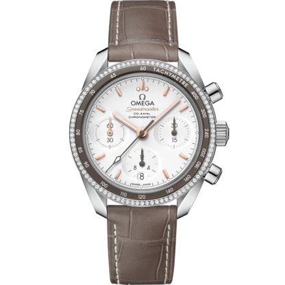 Omega Speedmaster 38 38 mm, aço em bracelete de pele 324.38.38.50.02.001