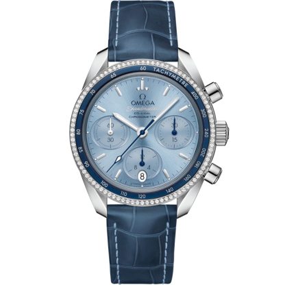 Omega Speedmaster 38 38 mm, aço em bracelete de pele 324.38.38.50.03.001