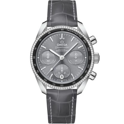 Omega Speedmaster 38 38 mm, aço em bracelete de pele 324.38.38.50.06.001