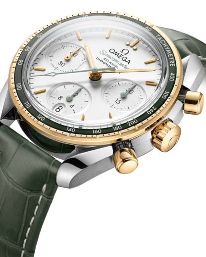 Omega Speedmaster 38 38 mm, aço - ouro amarelo em bracelete de pele 324.23.38.50.02.001 - Image 2