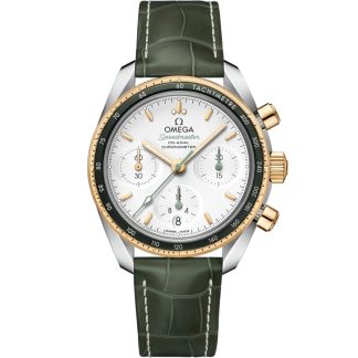 Omega Speedmaster 38 38 mm, aço - ouro amarelo em bracelete de pele 324.23.38.50.02.001