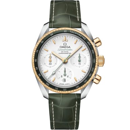 Omega Speedmaster 38 38 mm, aço - ouro amarelo em bracelete de pele 324.23.38.50.02.001