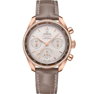 Omega Speedmaster 38 38 mm, ouro Sedna™ em bracelete de pele 324.68.38.50.02.003