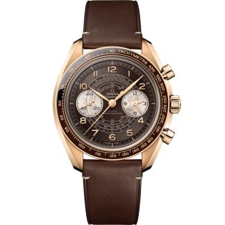Omega Speedmaster Chronoscope 43 mm, Bronze gold em bracelete de pele 329.92.43.51.10.001