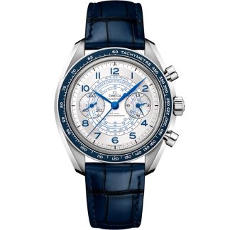 Omega Speedmaster Chronoscope 43 mm, aço em bracelete de pele 329.33.43.51.02.001