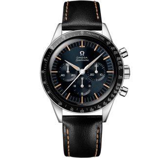 Omega Speedmaster First OMEGA in Space 39,7 mm, aço em bracelete de pele 310.32.40.50.06.001