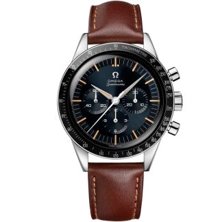 Omega Speedmaster First OMEGA in Space 39,7 mm, aço em bracelete de pele 310.32.40.50.06.002