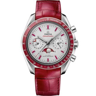 Omega Speedmaster Moonphase 44,25 mm, platina em bracelete de pele 304.93.44.52.99.002