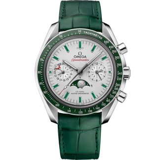 Omega Speedmaster Moonphase 44,25 mm, platina em bracelete de pele 304.93.44.52.99.003