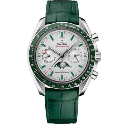 Omega Speedmaster Moonphase 44,25 mm, platina em bracelete de pele 304.93.44.52.99.003