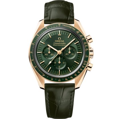 Omega Speedmaster Moonwatch Professional 42 mm, ouro Moonshine™ em bracelete de pele 310.63.42.50.10.001