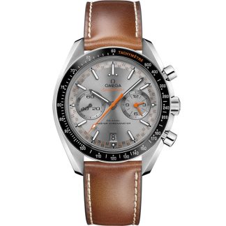Omega Speedmaster Racing 44,25 mm, aço em bracelete de pele 329.32.44.51.06.001