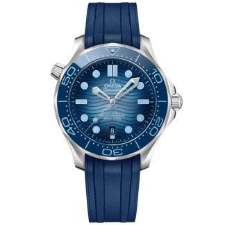 Omega Summer Blue Seamaster Diver 300M 42 mm, aço em bracelete de borracha 210.32.42.20.03.002