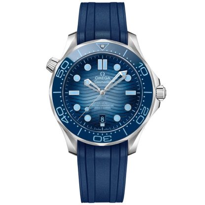 Omega Summer Blue Seamaster Diver 300M 42 mm, aço em bracelete de borracha 210.32.42.20.03.002