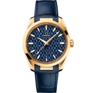 Omega Tokyo 2020 Seamaster Aqua Terra 150M 38 mm, ouro amarelo em bracelete de pele 522.53.38.20.03.001
