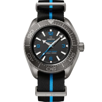 Omega Ultra Deep Seamaster Planet Ocean 6000M 45,5 mm, titânio em bracelete NATO 215.92.46.21.01.001